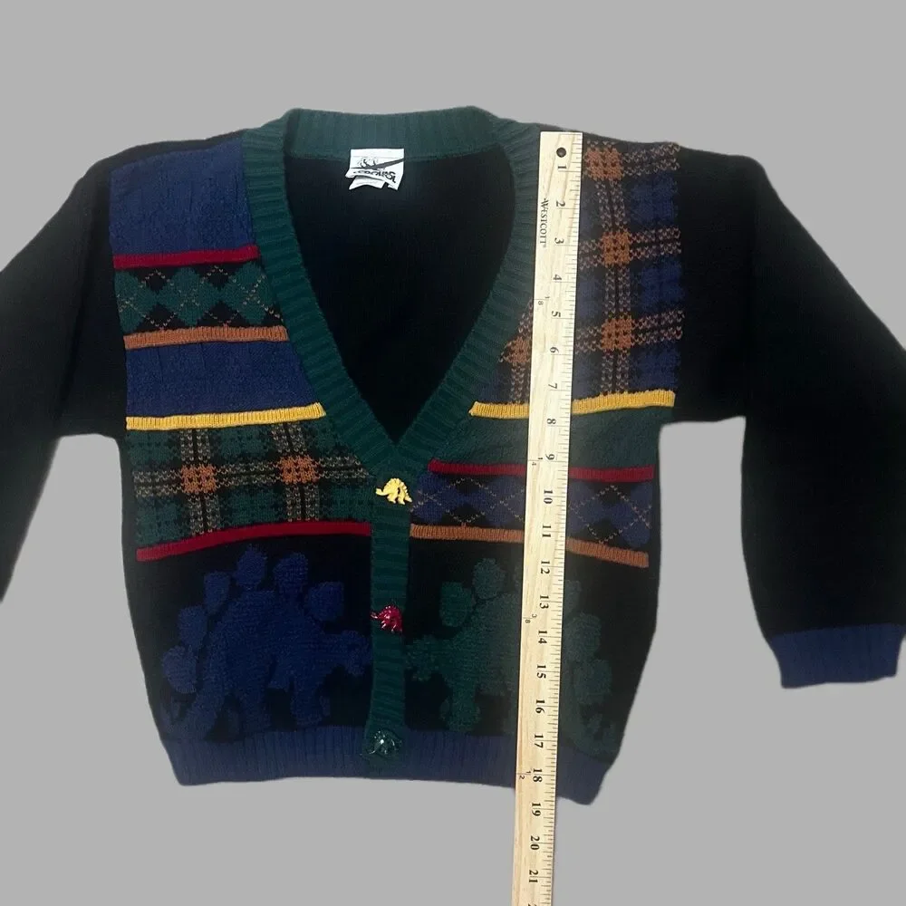 Ground Control Boys L (7) VTG 90’s Dinosaur Cardigan 100% Acrylic